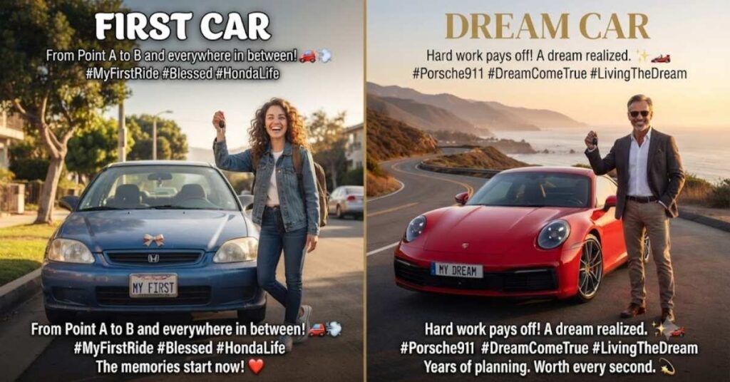 First Car & Dream Car Captions