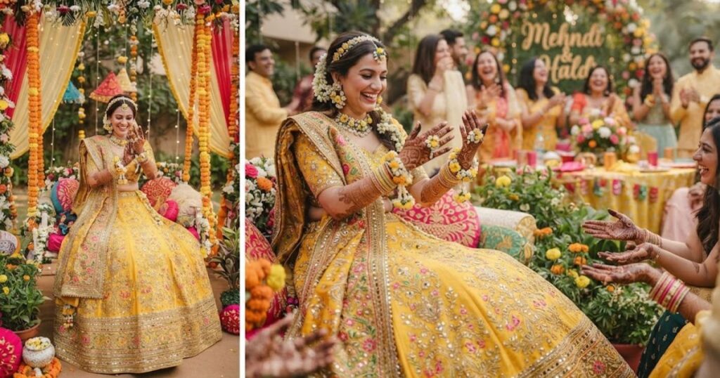 Mehndi & Haldi Lehenga Captions