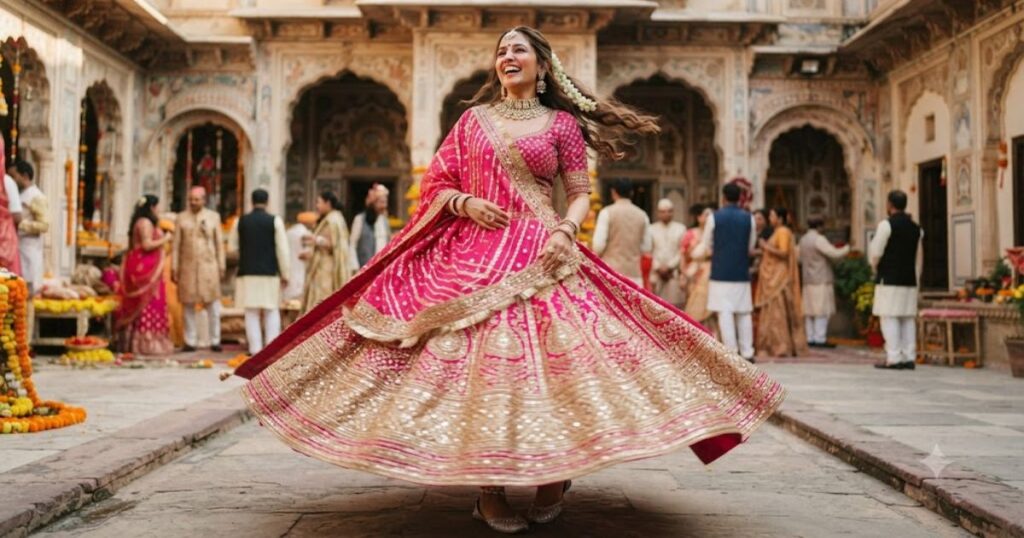 Pink Ghagra Captions