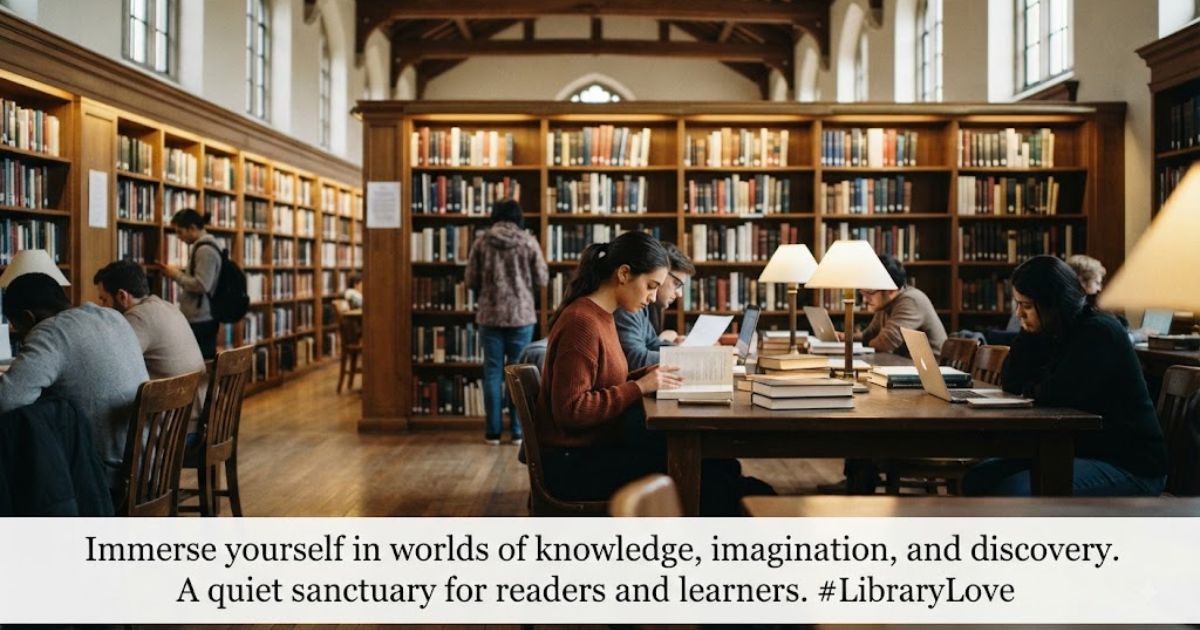 library caption for instagram